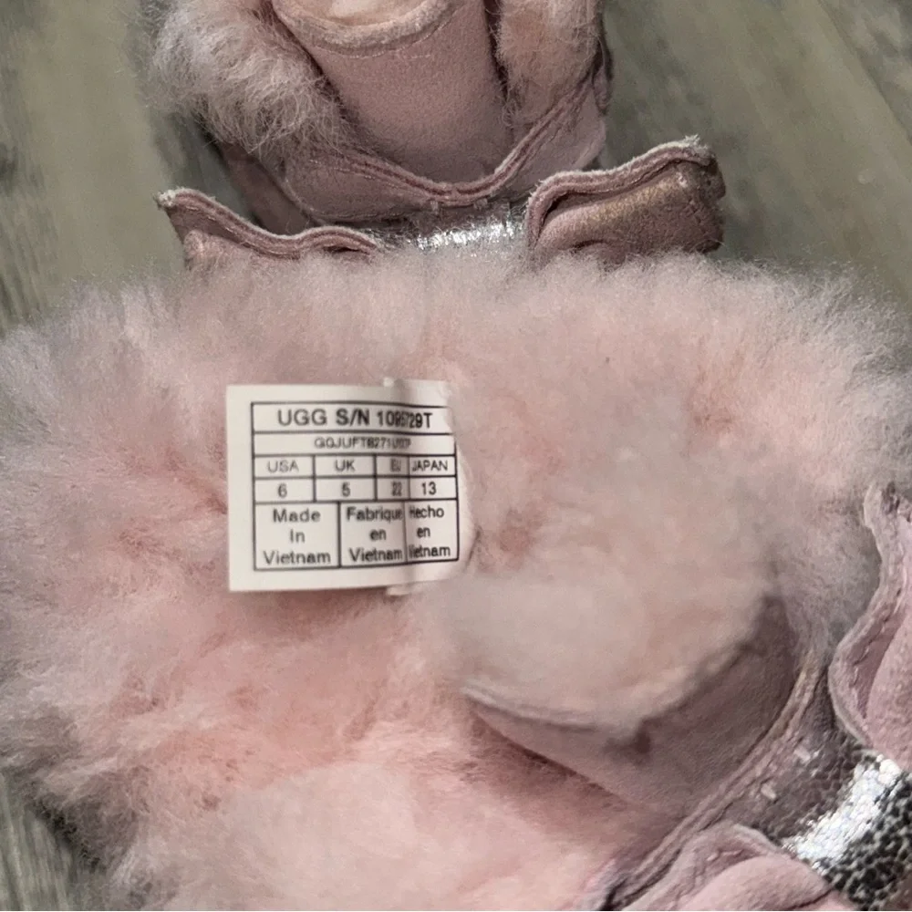 UGG Pink Boots with Silver Bow